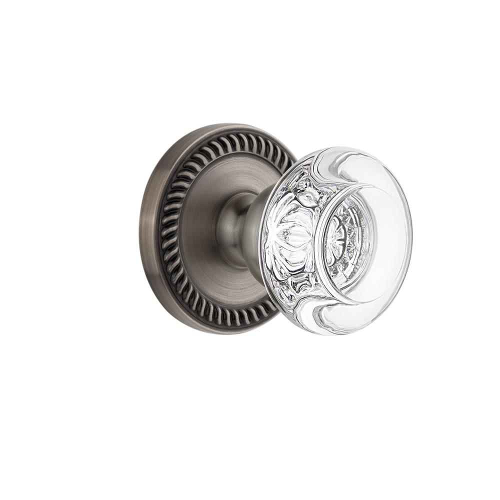 Grandeur by Nostalgic Warehouse NEWBOR Passage Knob - Newport with Bordeaux Crystal Knob in Antique Pewter